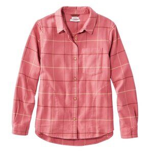 LL Bean Women’s Soft-Brushed Flannel Shirt Medium Sienna Brick Plaid